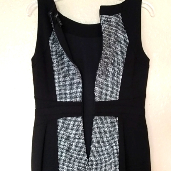 Whitehouse Blk Mkt Corpcore Career Casual DRESS Black White Tweed Boucle Size 4 - Picture 9 of 10